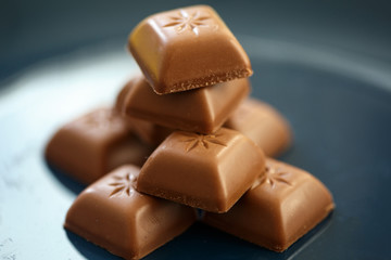 Close-up macro photo of chocolate pieces