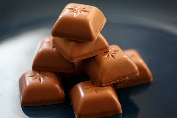 Close-up macro photo of chocolate pieces