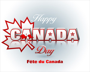 Holiday design, background with 3d texts, maple leaf and national flag colors, for first of July, Canada National day, celebration; Vector illustration