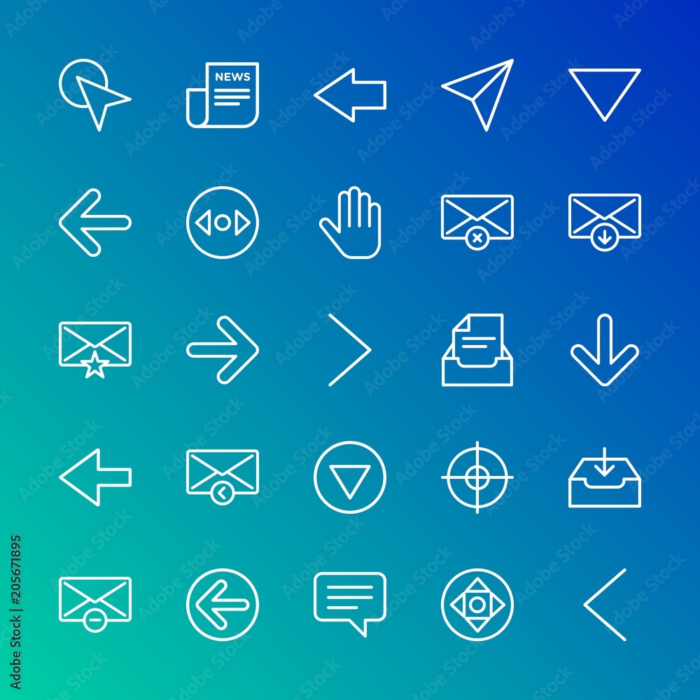 Aufkleber modern simple set of arrows, cursors, email vector outline icons. contains such icons as horizontal,