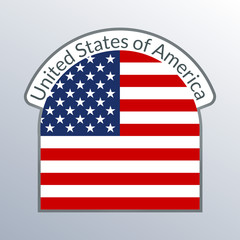 US flag badge. American flag emblem or logo. United States of America national symbol. Vector illustration.