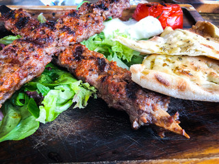 adana kebab plate - fresh food & vegetables