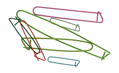 Group of aluminum stitch holders on a white background.