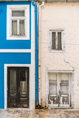 Fototapeta na wymiar White and blue home facade in Cetinje