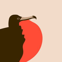 frigate bird vector illustration flat style  profile