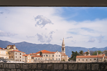 Fototapeta premium Church tower in Budva Old Town