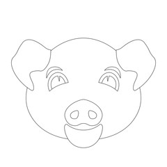pig face vector illustration  coloring book  front