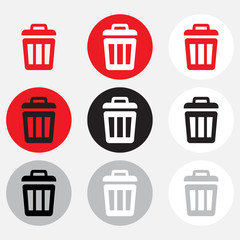 Dustbin icon collection with basket sign buttons - 205677422