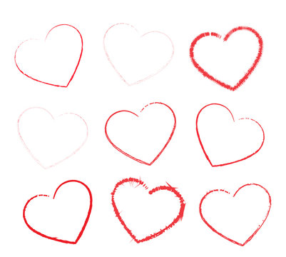 Heart vector icons set isolated over white background
