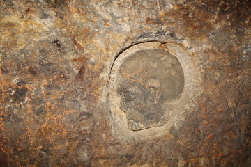 Photo underground, quarry created artificially for the extraction of stone and created by nature.