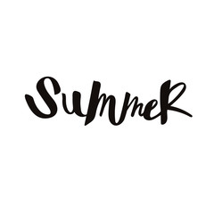Fototapeta na wymiar Calligraphic text Summer. Handwritten lettering Summer isolated on white background.