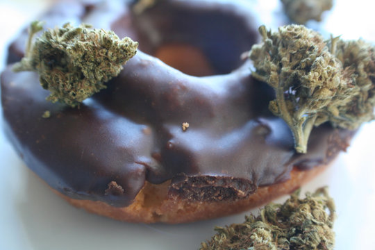 Old Fashioned Marijuana Donut High Quality Stock Photo 