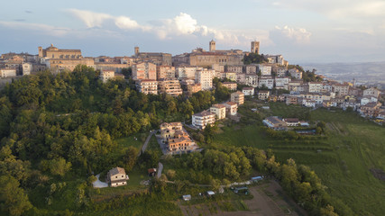 Aerial view of the municipality of Osimo, in the province of Ancona, in the Marche region, in...