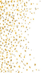 Gold star confetti celebration isolated on white background. Falling stars golden abstract pattern decoration. Glitter confetti Christmas card, New Year. Shiny sparkles. Vector illustration