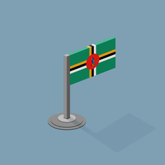 Dominica Isometric Flag with Flat Web Colors