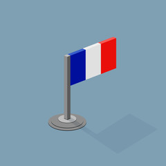 France Isometric Flag with Flat Web Colors	