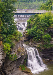 Fototapeta na wymiar Triphammer Falls and Croton Dam at Cornell University in Ithaca New York