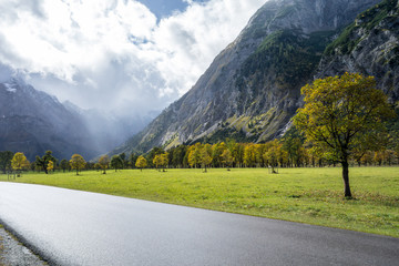 Naklejka premium Road in Ahornboden valley in Tyrol, Austria