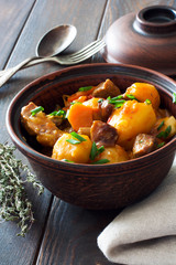Beef Goulash with Potatoes, Carrots and Mushrooms