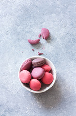 Colorful French or Italian macaroons