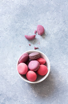 Colorful French or Italian macaroons