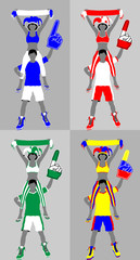 Sport supporter silhouette with scarf and foam finger