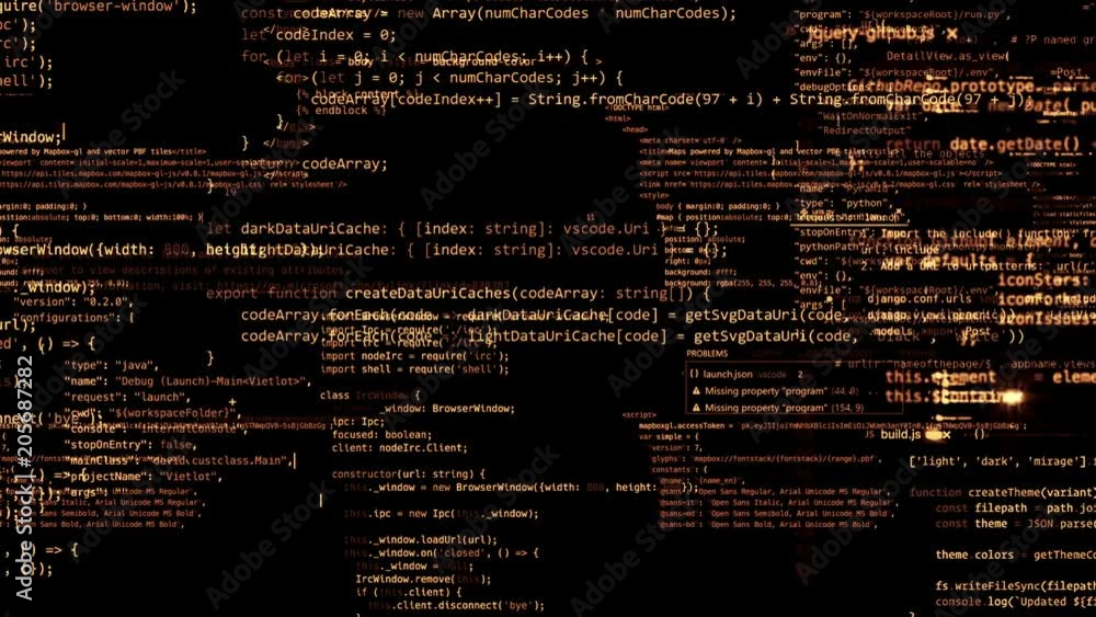 Poster the abstract code moves in the virtual space. looped