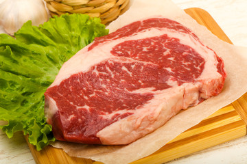 Rib eye raw steak