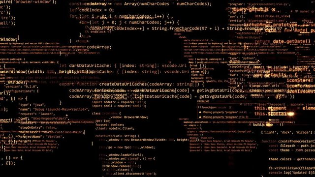The abstract code moves in the virtual space. looped