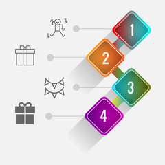 Birthday and party infographic with icon 4 step, for presentatio