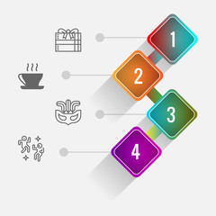Birthday and party infographic with icon 4 step, for presentatio