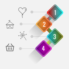 Birthday and party infographic with icon 4 step, for presentatio