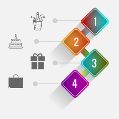 Birthday and party infographic with icon 4 step, for presentatio