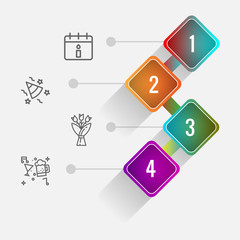 Birthday and party infographic with icon 4 step, for presentatio