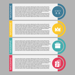 Birthday and party infographic with icon 4 step, for presentatio
