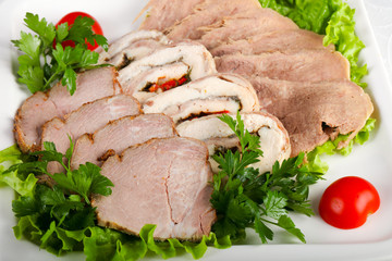 Plate with meat and tongue