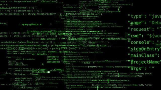 The abstract code moves in the virtual space. looped