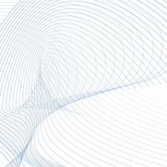 Abstract futuristic waves. Line art design, wavy technology pattern. Scientific background. Energy, power concept. Modern waving lines template in blue, gray, white hues. Vector EPS10 illustration
