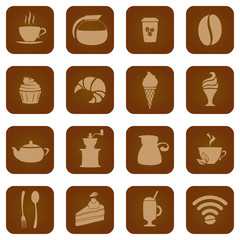 Icon set of coffee house. Coffee theme icons