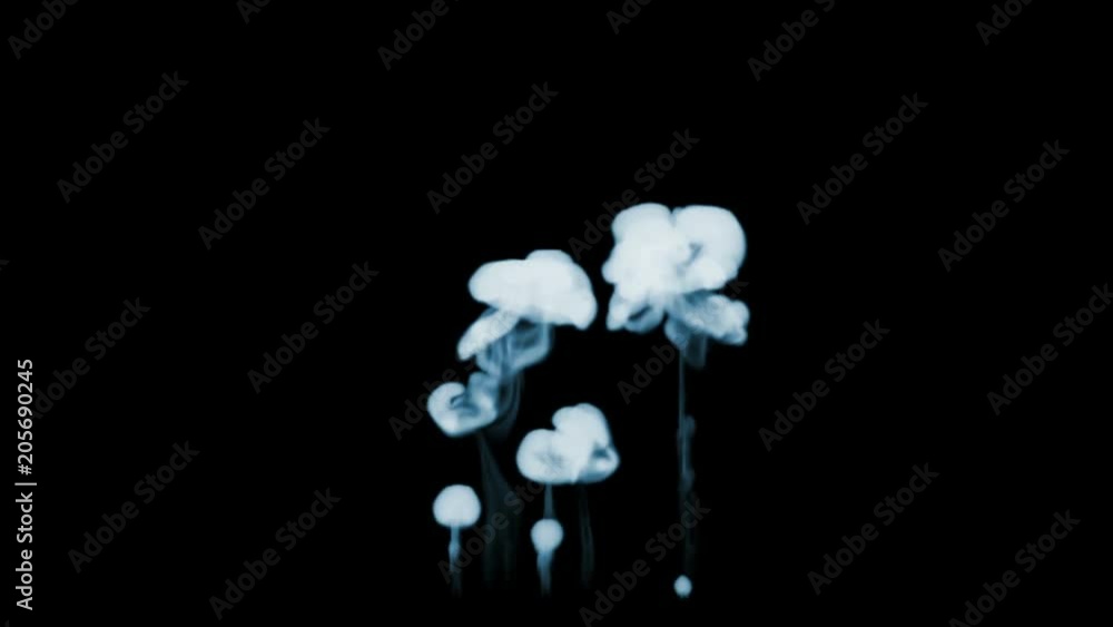 Poster 3d render of smoke in slow motion isolated on black background with backlit and ready for compositin