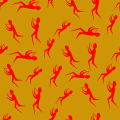 little red man seamless pattern, psychedelic vector art