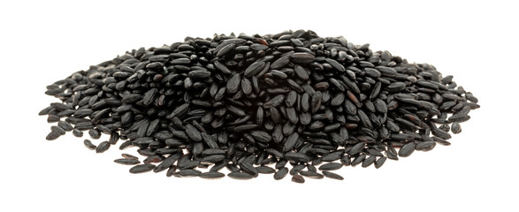 Black rice on a white background