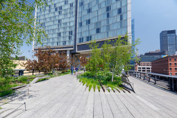 Scenery of the High Line. Urban public park on an historic freight rail line, NYC