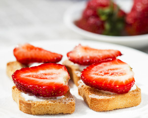 Toast with fresh strawberry