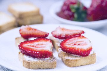 Toast with fresh strawberry