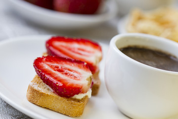 Breakfast with coffee and toast