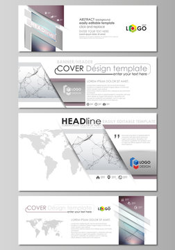 Social media and email headers set, modern banners. Abstract design templates, vector layouts. Compounds lines and dots. Big data visualization in minimal style. Graphic communication background.