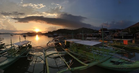 Fototapeta na wymiar Sunset at tropical island, Coron, palawan, Philippines