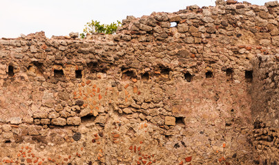 Ancient Stone and Mortar Wall in Pompeii