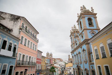 Fototapeta na wymiar Colorful houses in famous city in Salvador, Bahia, Brazil